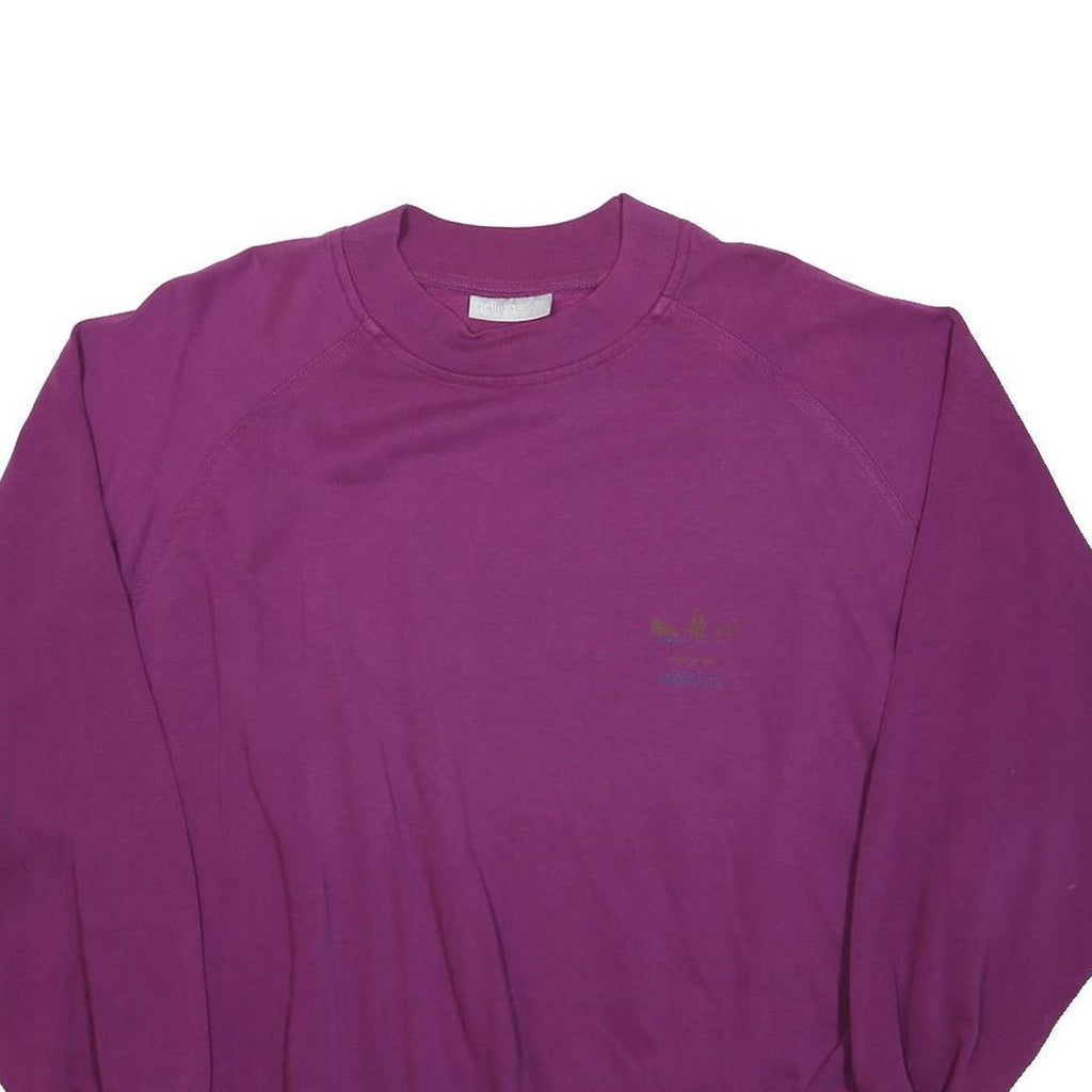 ADIDAS Womens Purple Sweatshirt Crew Neck L Cotton Blend Logo Pullover