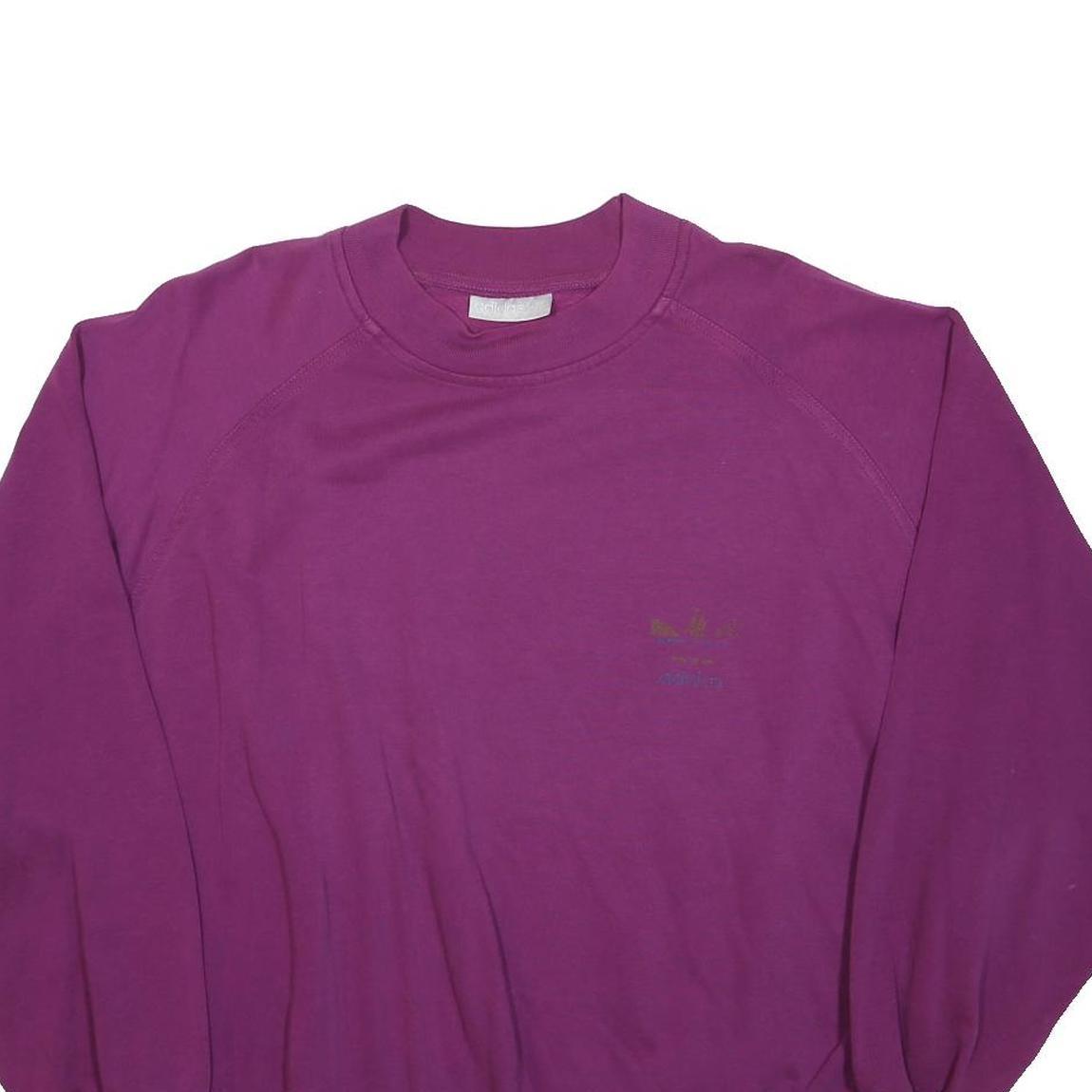 ADIDAS Womens Purple Sweatshirt Crew Neck L Cotton Blend Logo Pullover