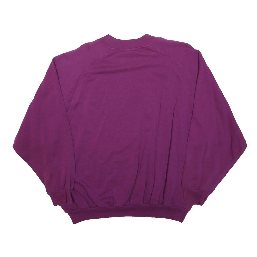 ADIDAS Womens Purple Sweatshirt Crew Neck L Cotton Blend Logo Pullover