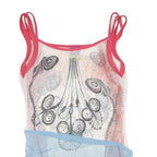 SAVE THE QUEEN Womens White Pink Blue Printed Cropped Vest Sleeveless M Graphic