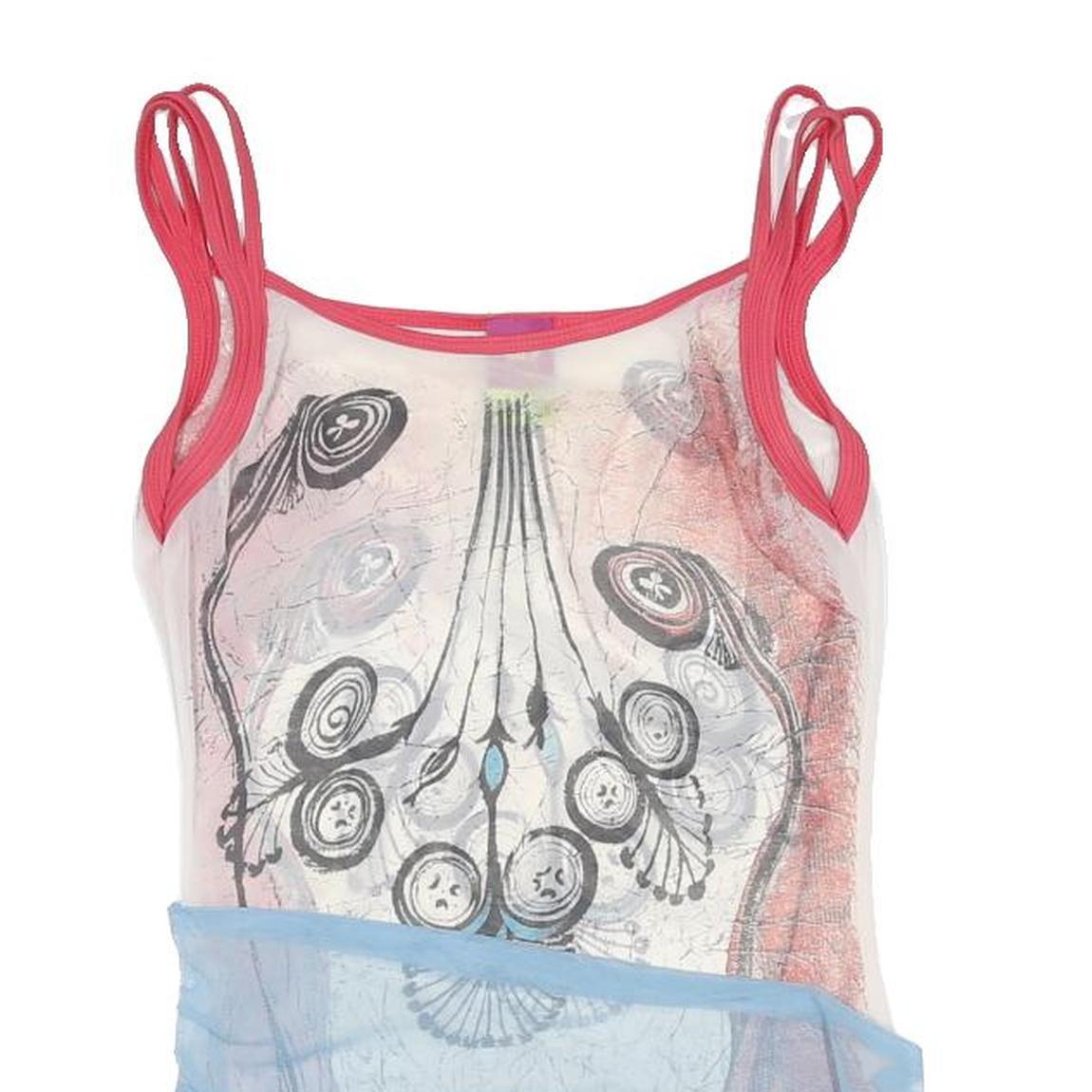 SAVE THE QUEEN Womens White Pink Blue Printed Cropped Vest Sleeveless M Graphic
