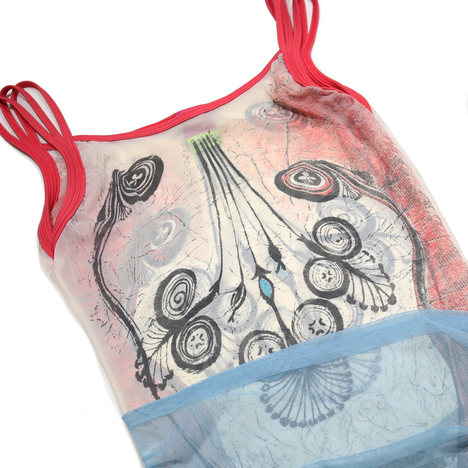 SAVE THE QUEEN Womens White Pink Blue Printed Cropped Vest Sleeveless M Graphic