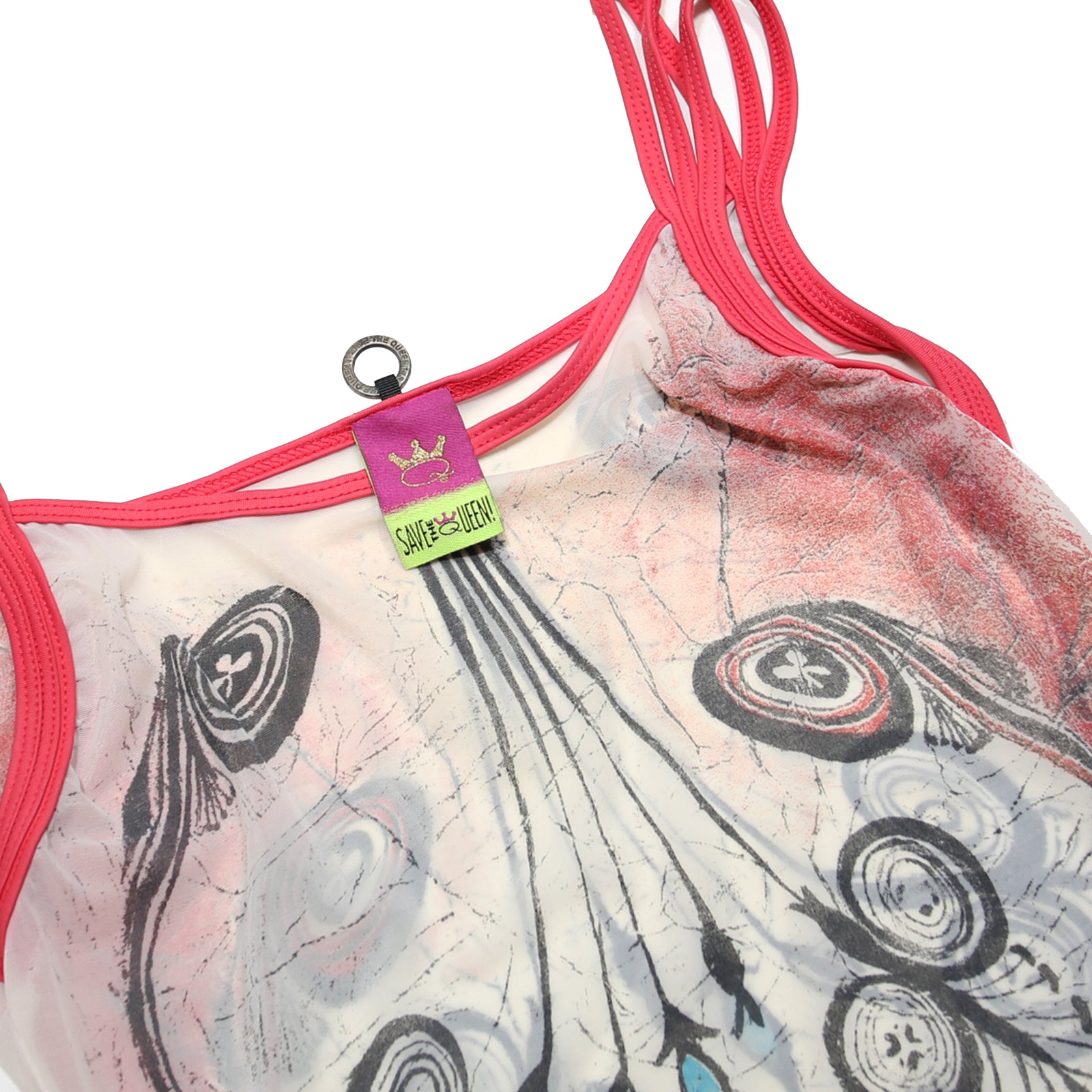 SAVE THE QUEEN Womens White Pink Blue Printed Cropped Vest Sleeveless M Graphic