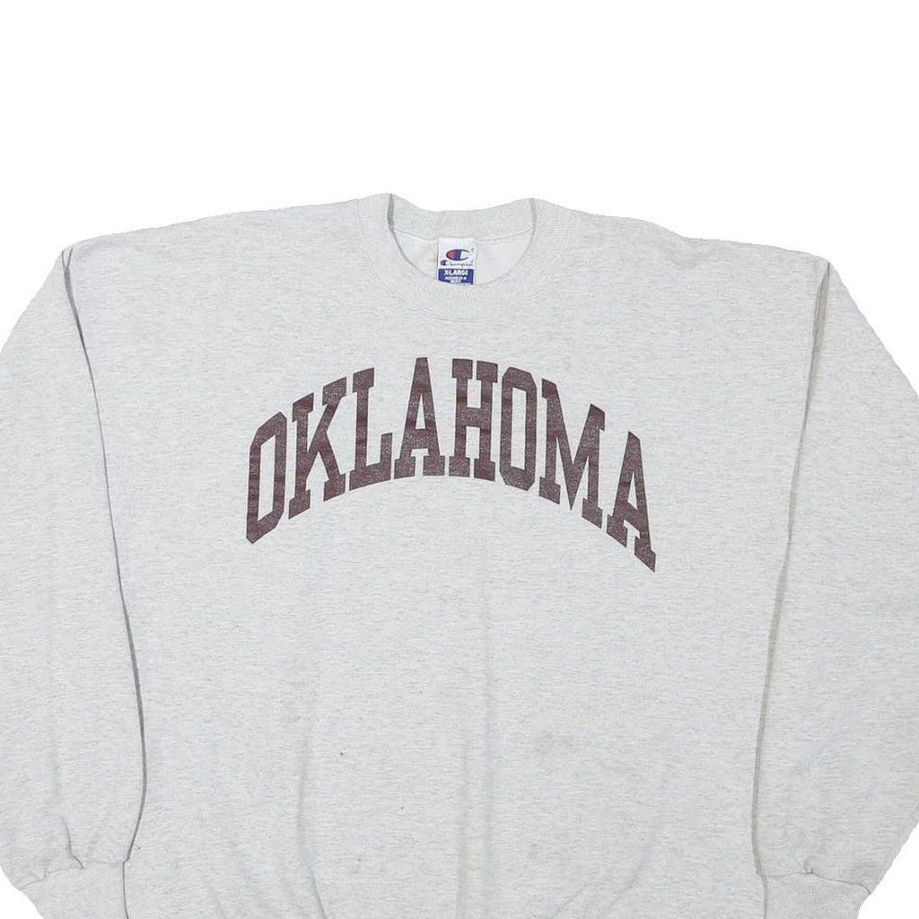 CHAMPION Mens Grey Oklahoma Crew Neck XL Cotton Blend Pullover Sweatshirt