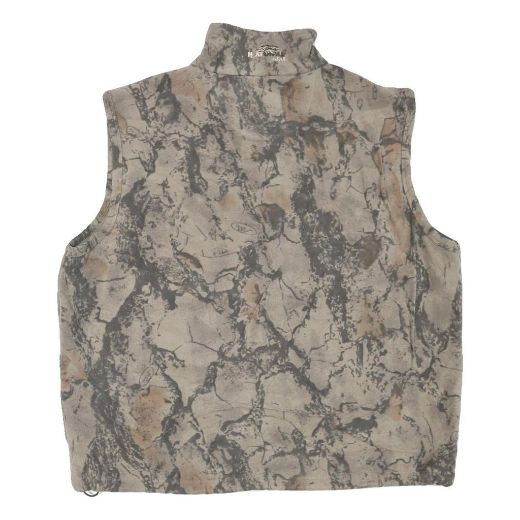 Mens Beige & Grey Camouflage Cotton Blend Jacket L Zip Casual Outdoor Vest