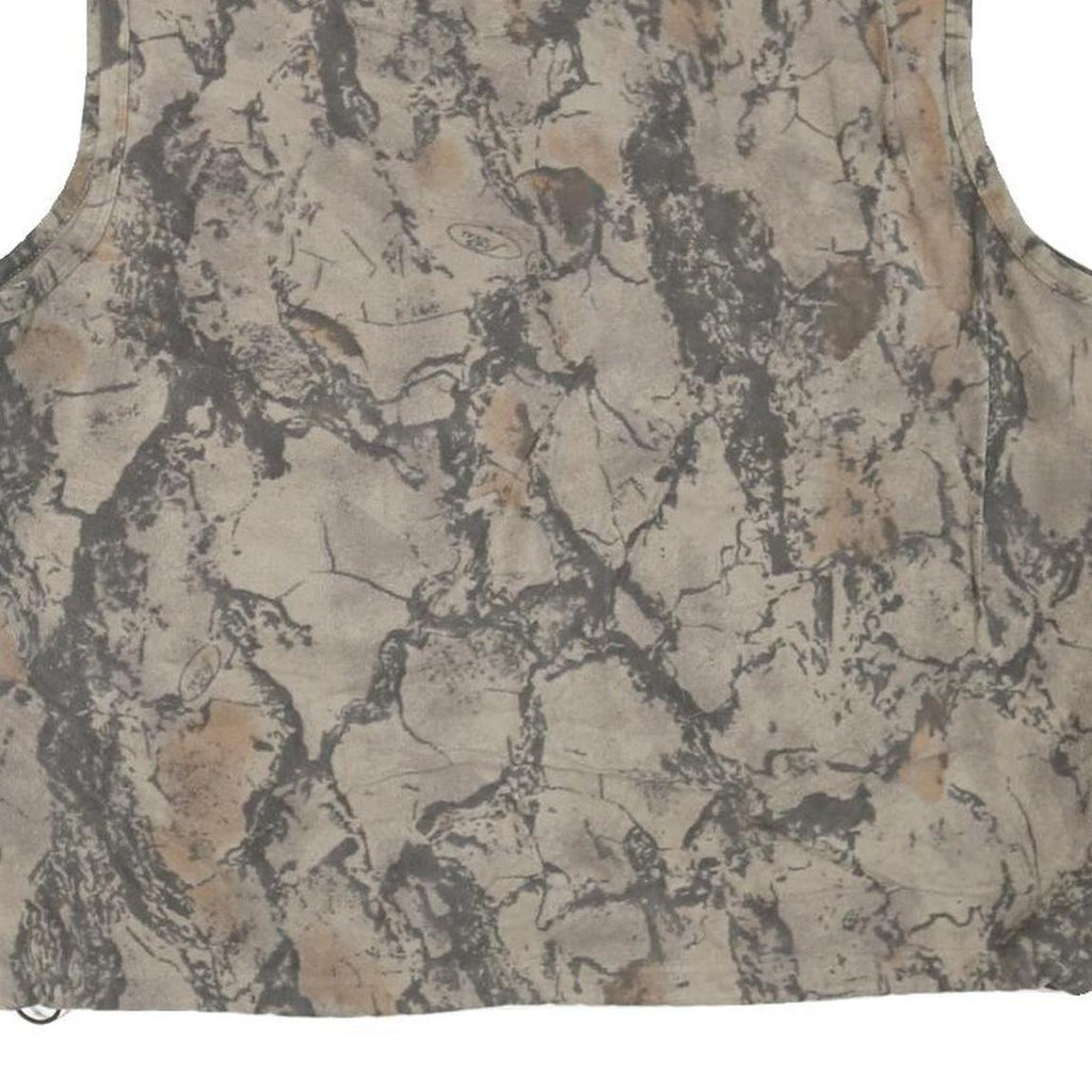 Mens Beige & Grey Camouflage Cotton Blend Jacket L Zip Casual Outdoor Vest
