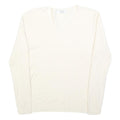 COZY Womens Cream Jumper Plain V-Neck Basic Knit L Cotton Blend Comfortable