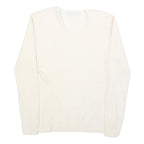 COZY Womens Cream Jumper Plain V-Neck Basic Knit L Cotton Blend Comfortable