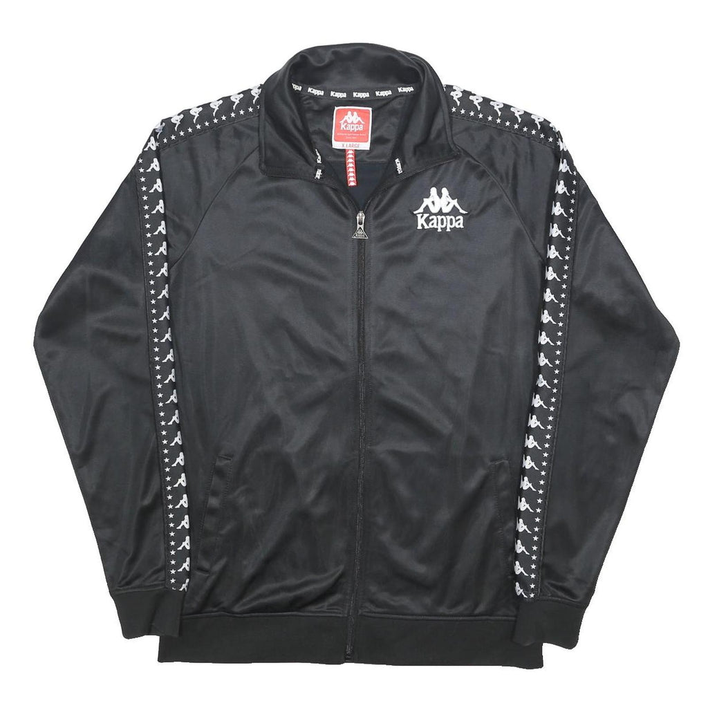 KAPPA Mens Black & White Logo Tape Track Jacket XL Polyester Zip