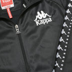 KAPPA Mens Black & White Logo Tape Track Jacket XL Polyester Zip