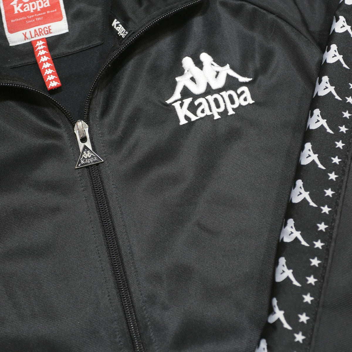 KAPPA Mens Black & White Logo Tape Track Jacket XL Polyester Zip