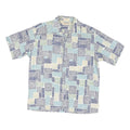 MORM THOMPSON Mens Blue & Cream Patterned Cotton Blend Shirt M Short Sleeve