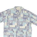 MORM THOMPSON Mens Blue & Cream Patterned Cotton Blend Shirt M Short Sleeve