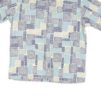 MORM THOMPSON Mens Blue & Cream Patterned Cotton Blend Shirt M Short Sleeve