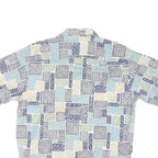 MORM THOMPSON Mens Blue & Cream Patterned Cotton Blend Shirt M Short Sleeve