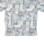 MORM THOMPSON Mens Blue & Cream Patterned Cotton Blend Shirt M Short Sleeve