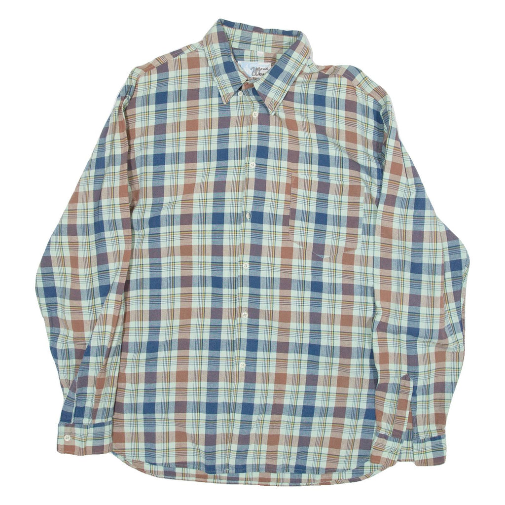 WRANGLER Mens Shirt Blue Check Long Sleeve M