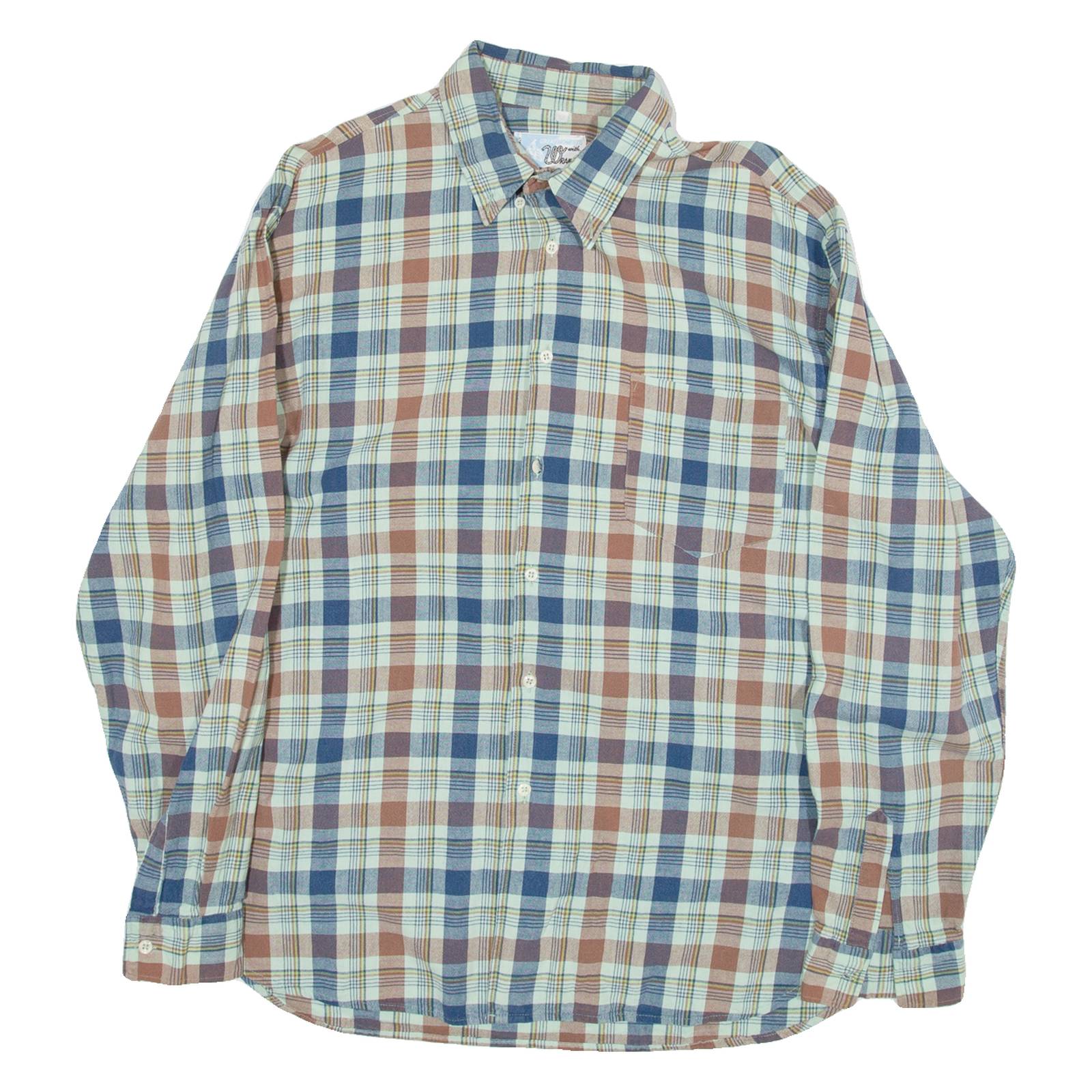 WRANGLER Mens Shirt Blue Check Long Sleeve M