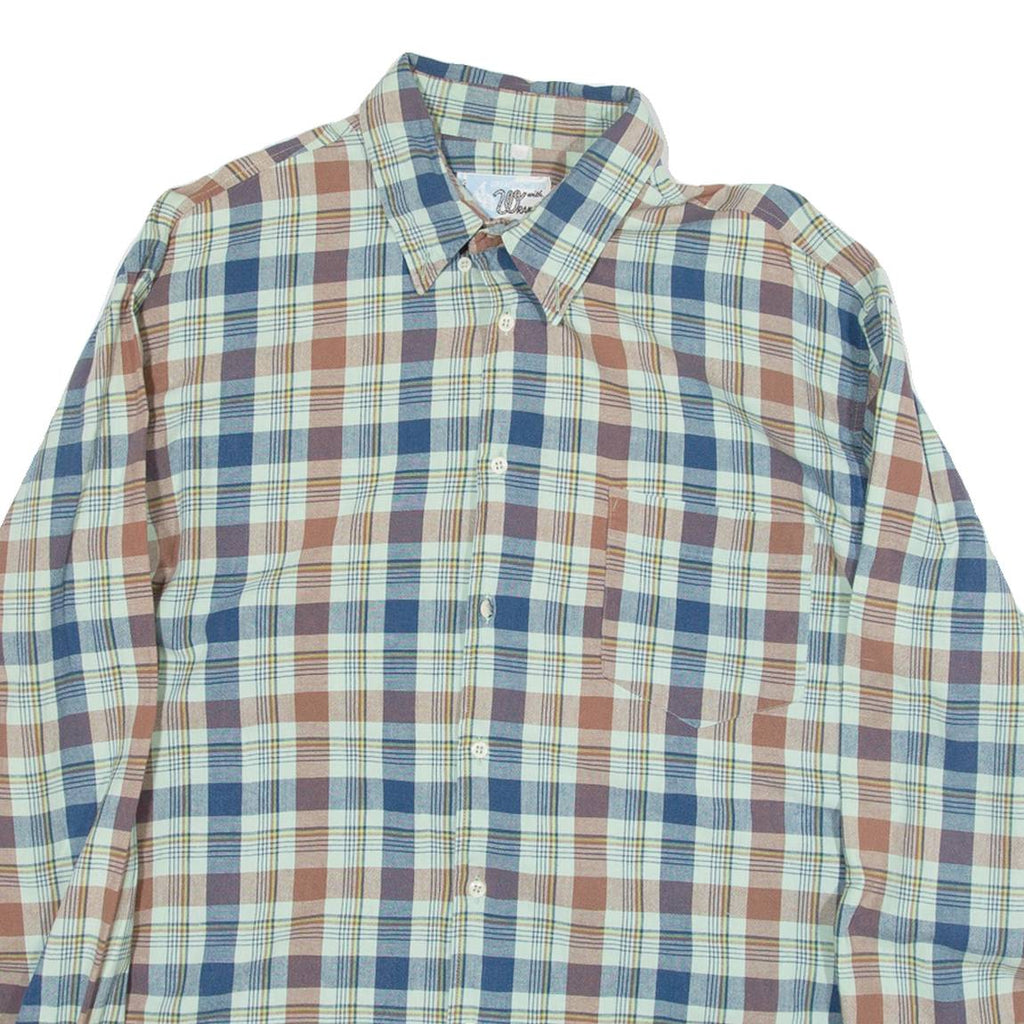WRANGLER Mens Shirt Blue Check Long Sleeve M