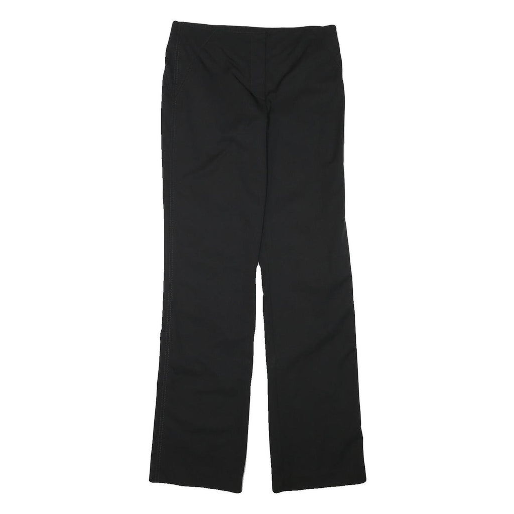 DKNY Womens Black Regular Fit Straight Leg Trousers W30 L32 Polyester Blend Zip