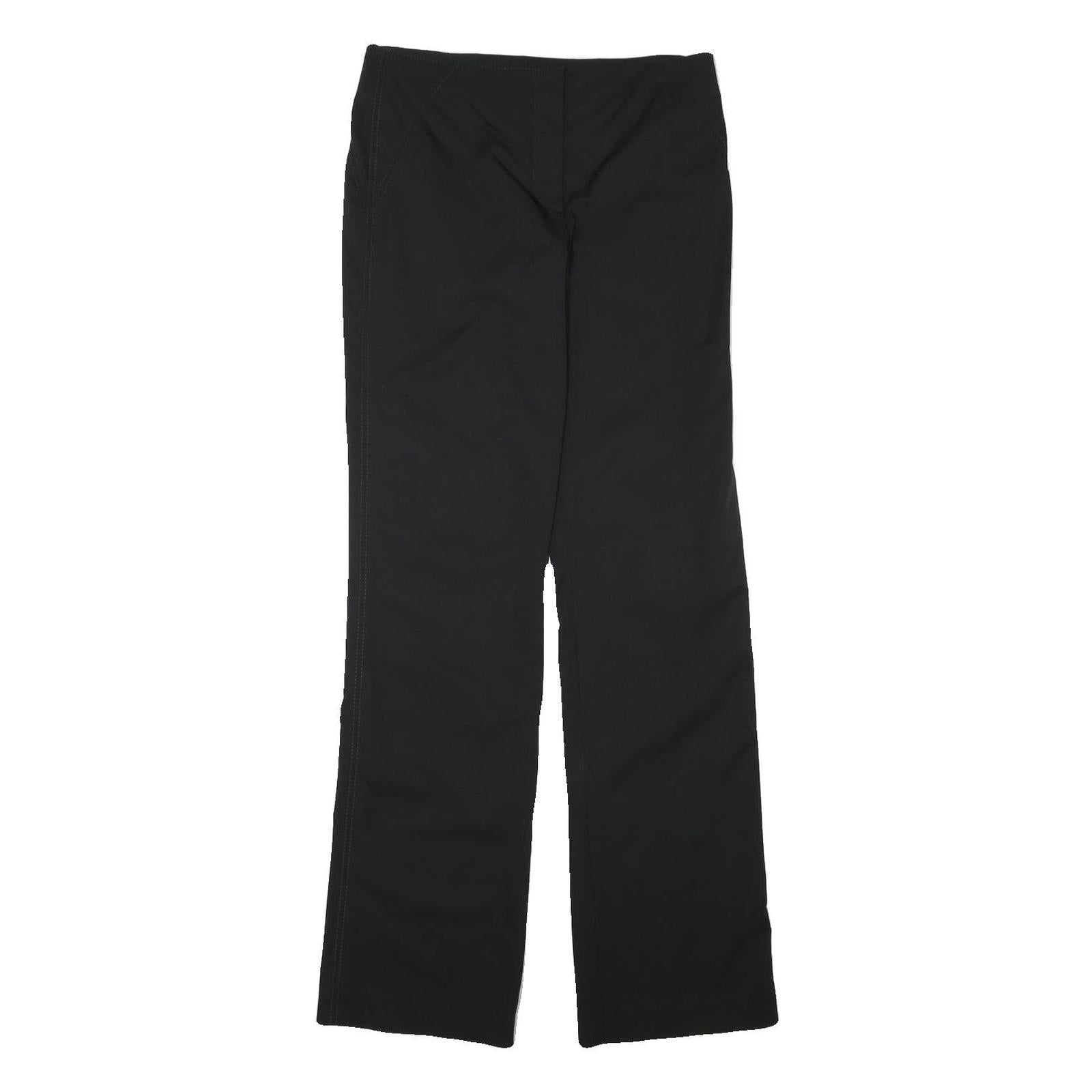 DKNY Womens Black Regular Fit Straight Leg Trousers W30 L32 Polyester Blend Zip