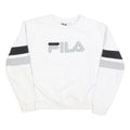 FILA Womens White & Black Sweatshirt Crew Neck L Cotton Blend Logo Pullover