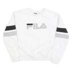 FILA Womens White & Black Sweatshirt Crew Neck L Cotton Blend Logo Pullover