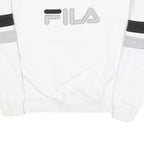 FILA Womens White & Black Sweatshirt Crew Neck L Cotton Blend Logo Pullover