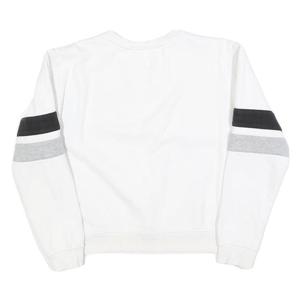 FILA Womens White & Black Sweatshirt Crew Neck L Cotton Blend Logo Pullover