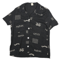 TEDDI Womens Black & Cream Rayon Shirt S Abstract Print Short Sleeve Summer