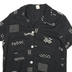TEDDI Womens Black & Cream Rayon Shirt S Abstract Print Short Sleeve Summer