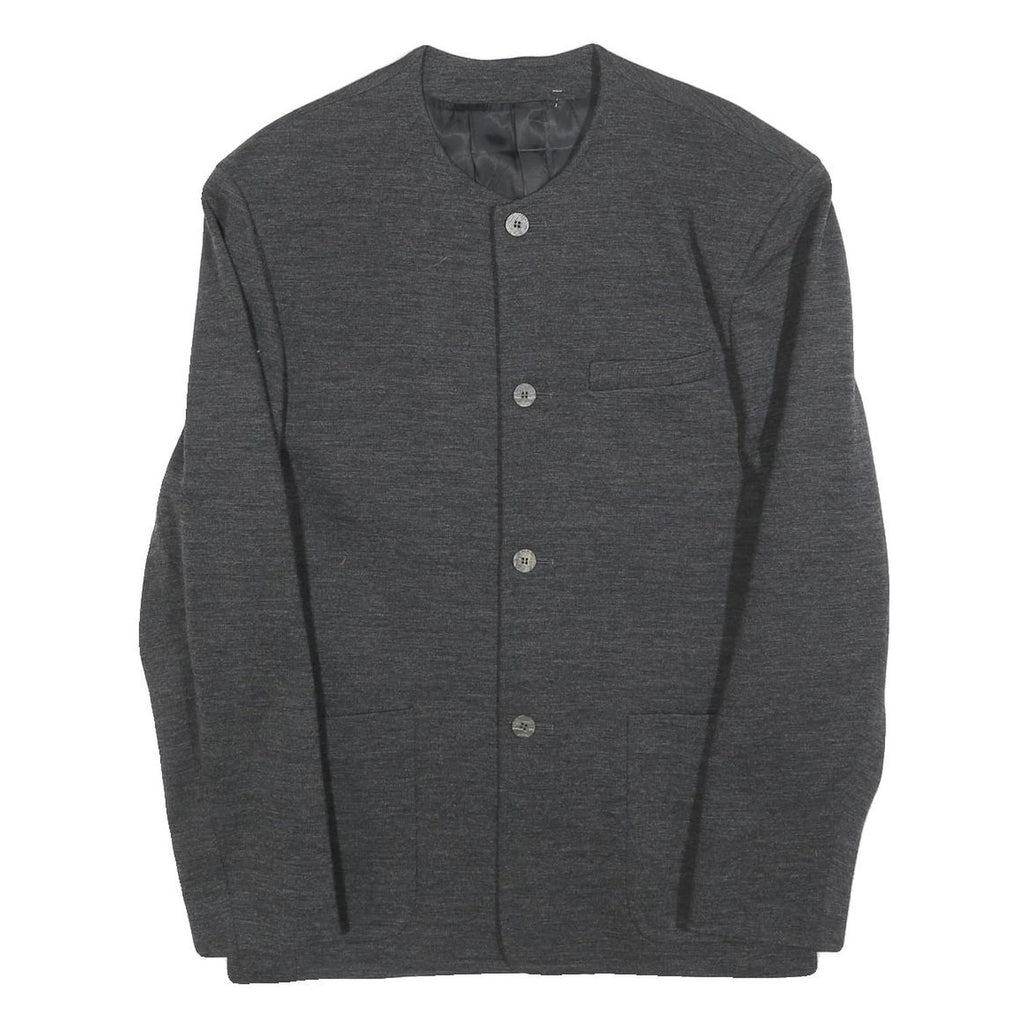 OLIVER STRELI Mens Grey Wool Button Jacket M Plain Stylish Modern Outerwear