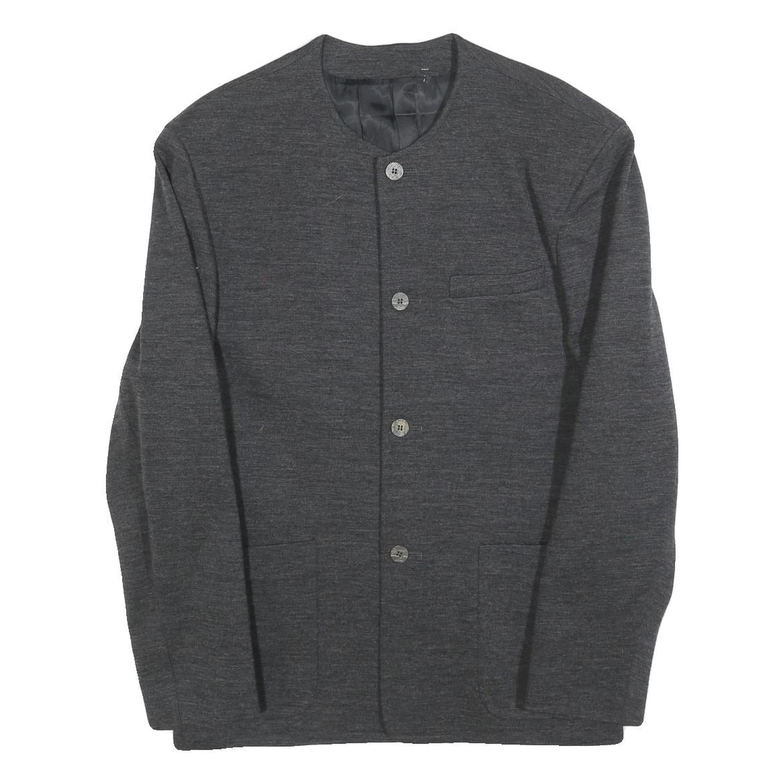 OLIVER STRELI Mens Grey Wool Button Jacket M Plain Stylish Modern Outerwear