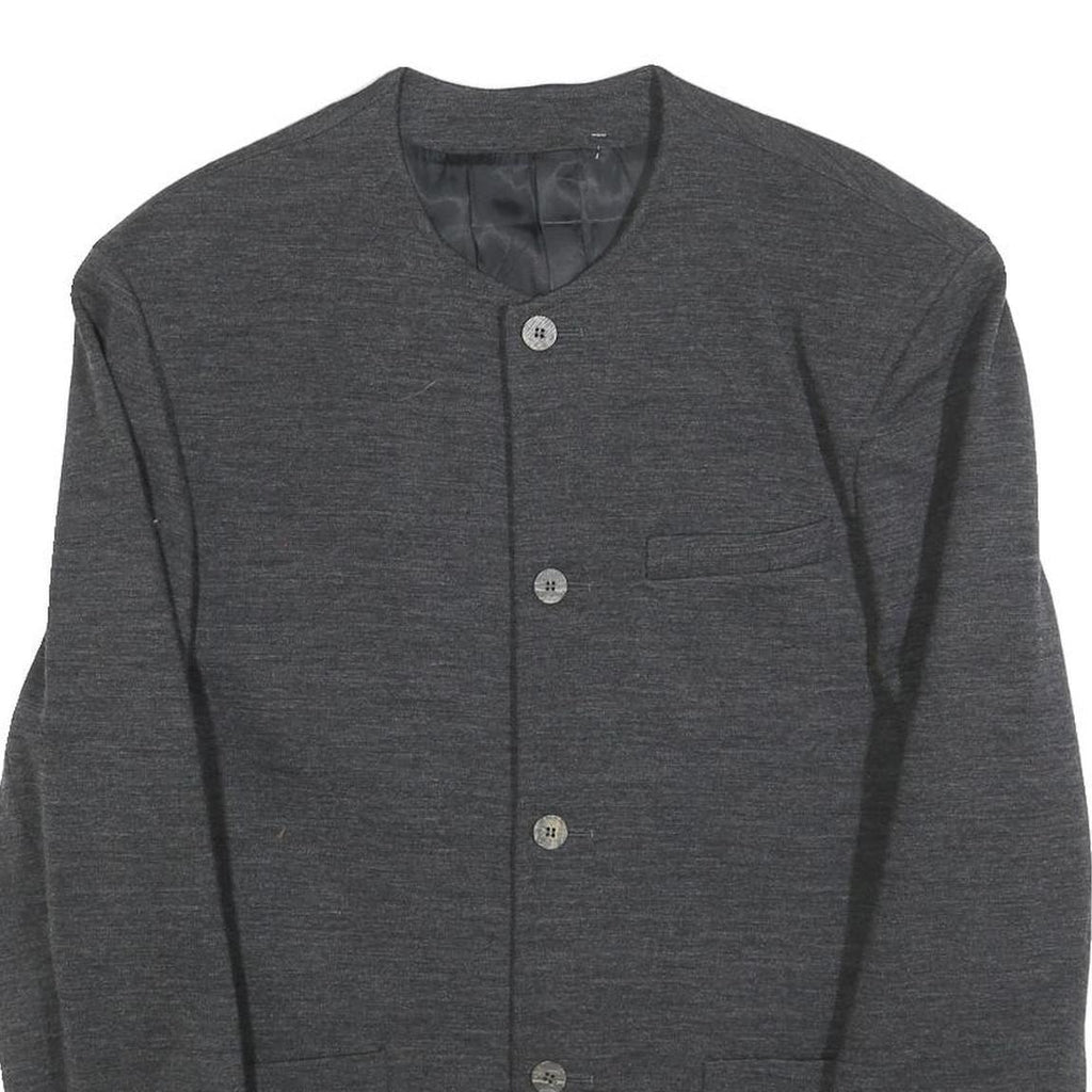 OLIVER STRELI Mens Grey Wool Button Jacket M Plain Stylish Modern Outerwear