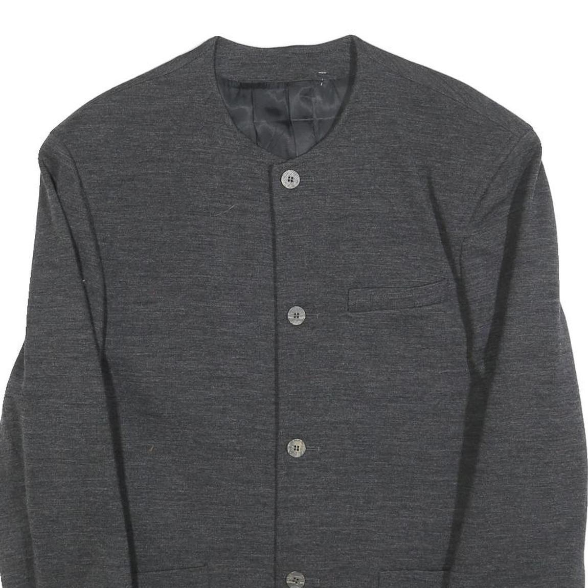 OLIVER STRELI Mens Grey Wool Button Jacket M Plain Stylish Modern Outerwear