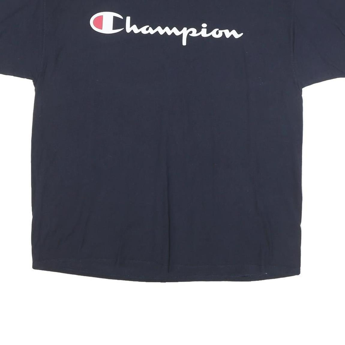 CHAMPION Mens Black Graphic T-Shirt XL Short Sleeve Crew Neck Cotton Blend