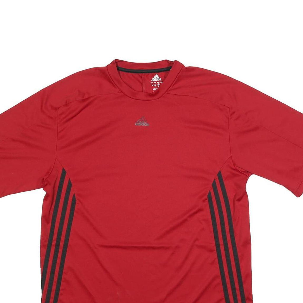 ADIDAS Mens Red Polyester T-Shirt L Short Sleeve Crew Neck Athletic Sportswear