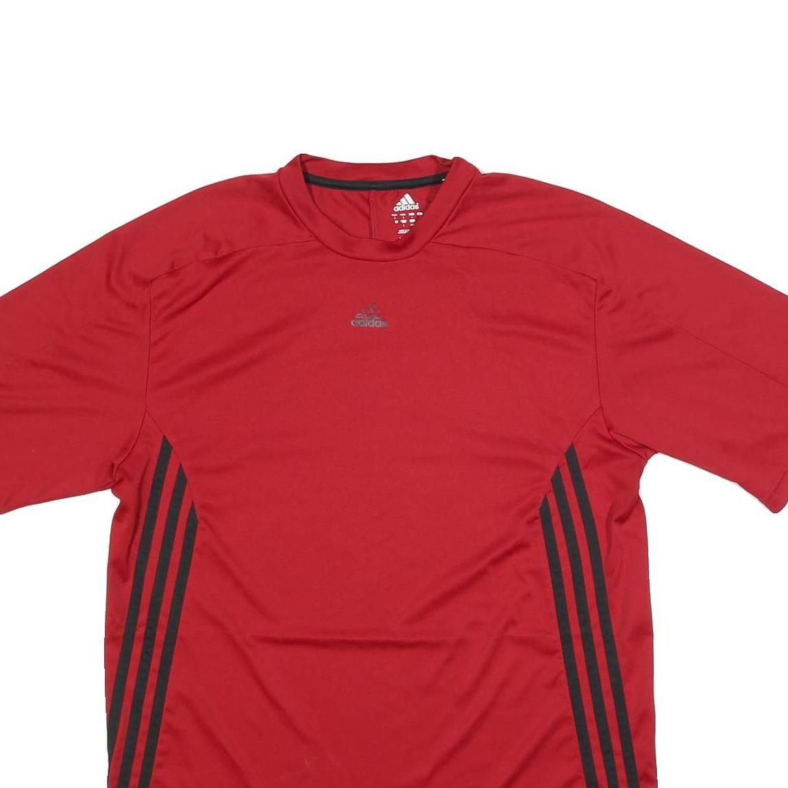 ADIDAS Mens Red Polyester T-Shirt L Short Sleeve Crew Neck Athletic Sportswear