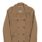 Womens Beige Button Closure Classic Jacket S Plain Elegant Tailored Fashion