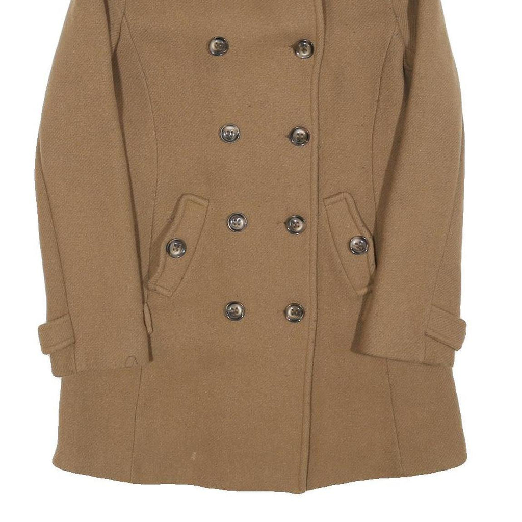 Womens Beige Button Closure Classic Jacket S Plain Elegant Tailored Fashion