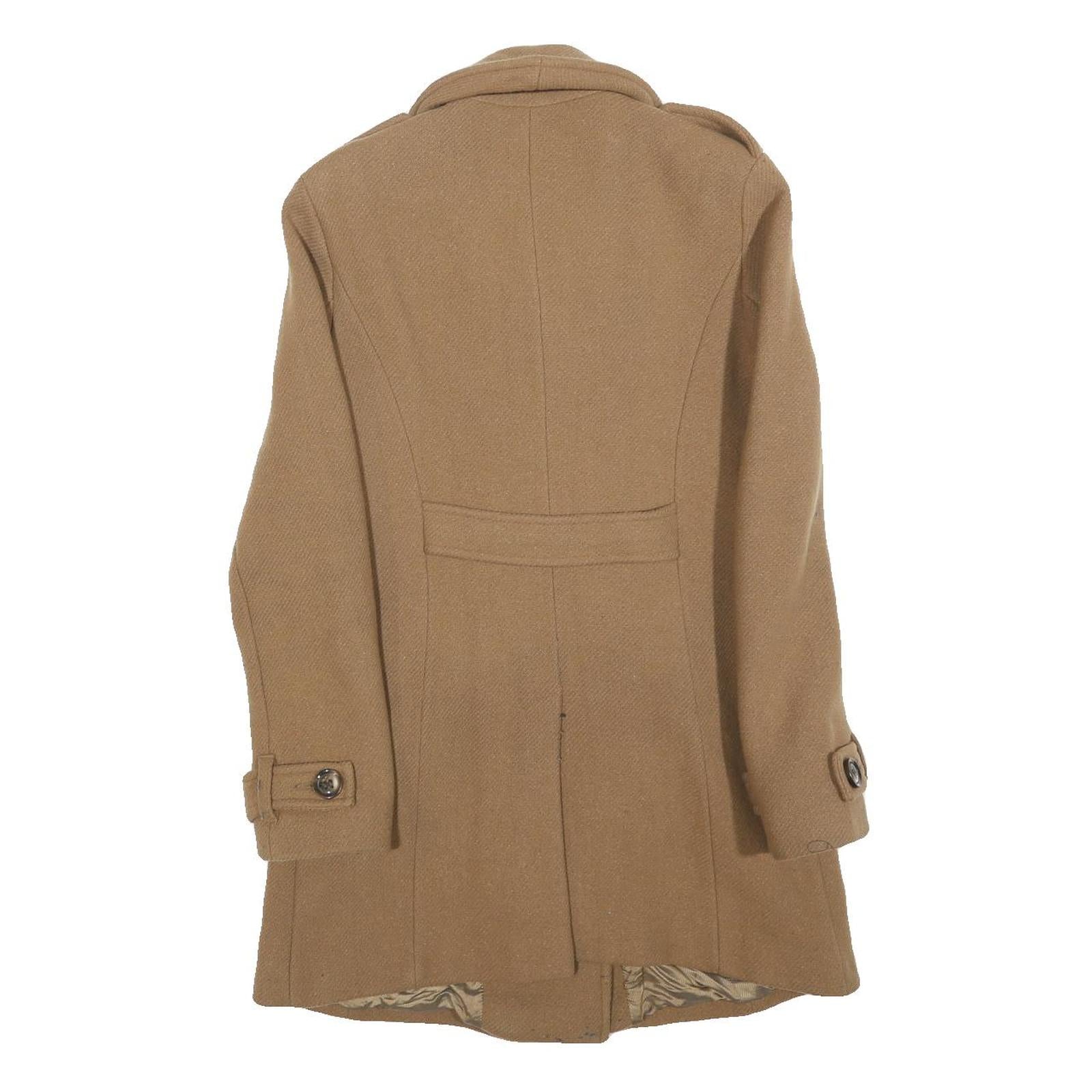 Womens Beige Button Closure Classic Jacket S Plain Elegant Tailored Fashion