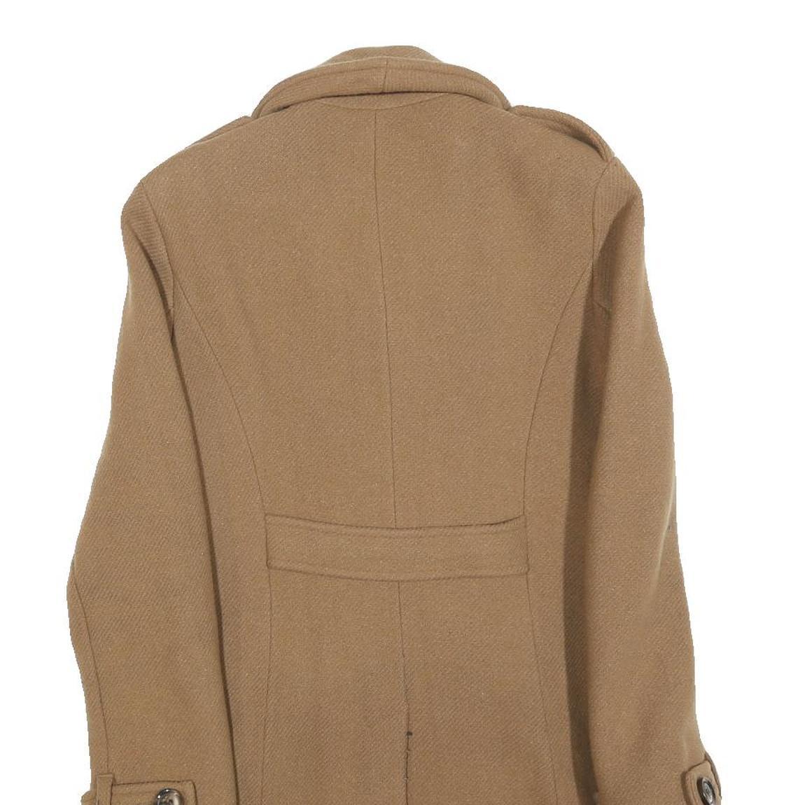 Womens Beige Button Closure Classic Jacket S Plain Elegant Tailored Fashion