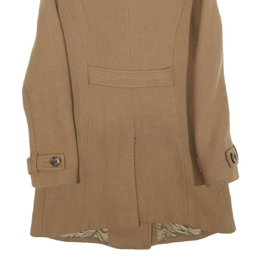 Womens Beige Button Closure Classic Jacket S Plain Elegant Tailored Fashion