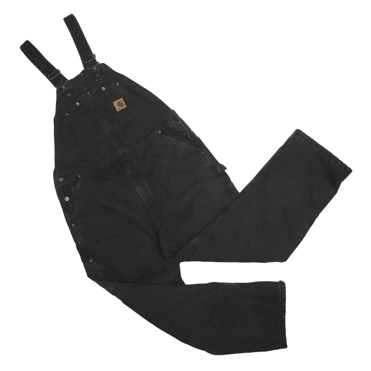 CARHARTT Mens Black Cotton Dungarees Regular Fit Durable Workwear 2XL W44 L30