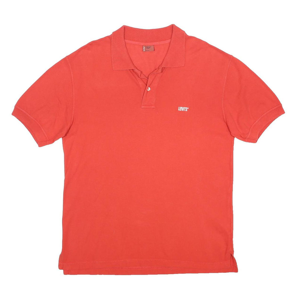 LEVI'S Mens Red Polo Shirt Short Sleeve Plain L Cotton Casual Summer Top