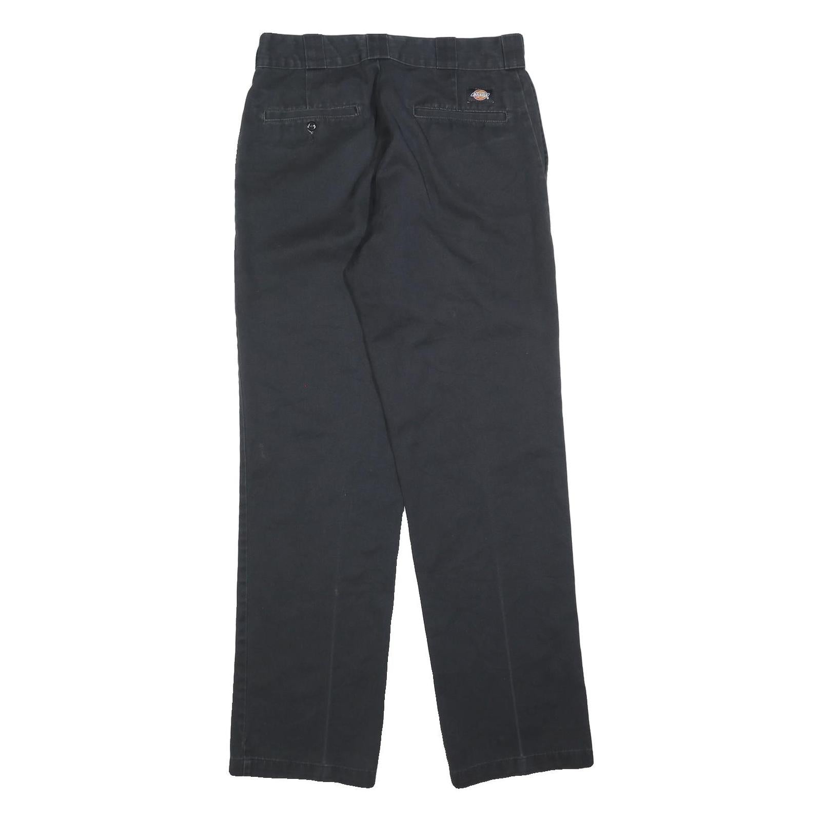 DICKIES Mens Cotton Blend Black Regular Straight Trousers W30 L31 Workwear