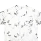Mens White & Black Thailand Beach Print Cotton Blend Shirt XL Casual Holiday