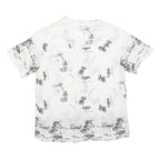 Mens White & Black Thailand Beach Print Cotton Blend Shirt XL Casual Holiday