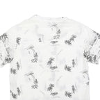 Mens White & Black Thailand Beach Print Cotton Blend Shirt XL Casual Holiday