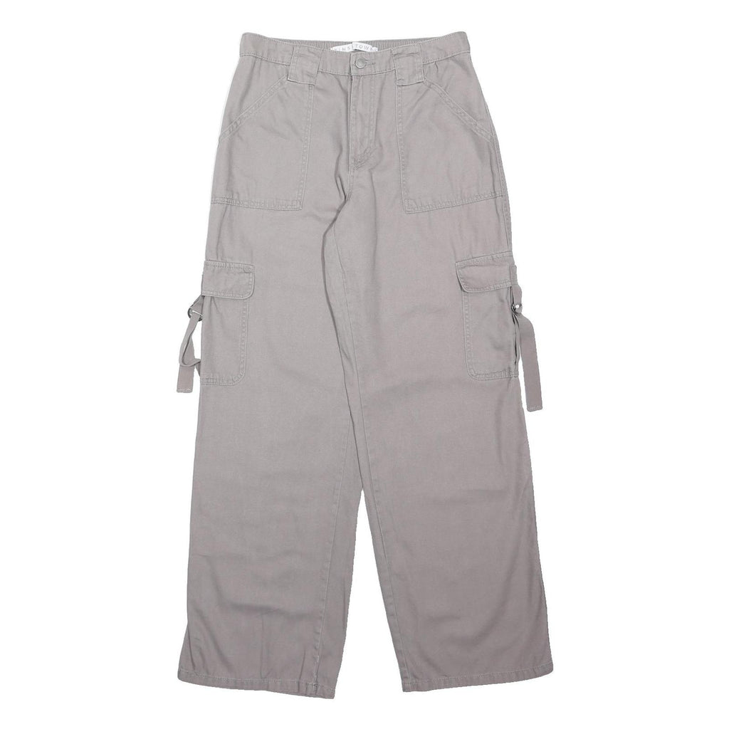 TINSELTOWN Womens Cotton Blend Grey Relaxed Cargo Trousers W30 L32 Utility Style